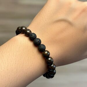 Bronzite and Lava Rock Beaded Necklace